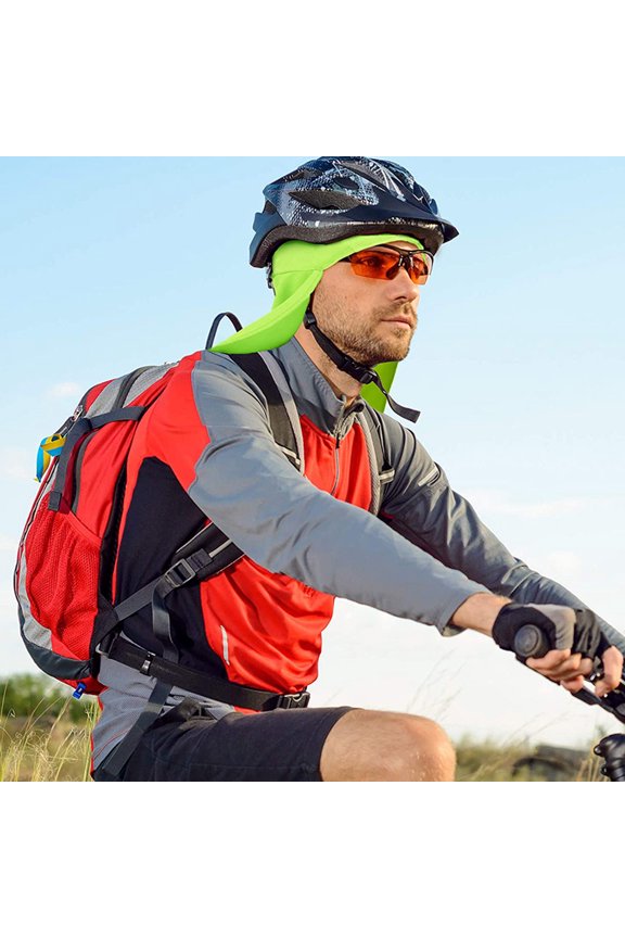 Comfortable Light Green Cycling Beanie with Reflective Strips Neck Protection for Night Riding