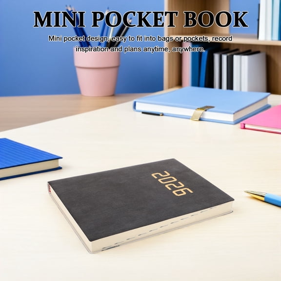LOLIPPYY 2026 Weekly with Monthly Calendar, Compact Black Holographic Cover for Organized and Effective Planning