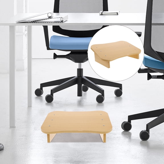 LOLIPPYY Compact Beige Wood Footrest Stool with Nonslip Base for Office and Bedroom