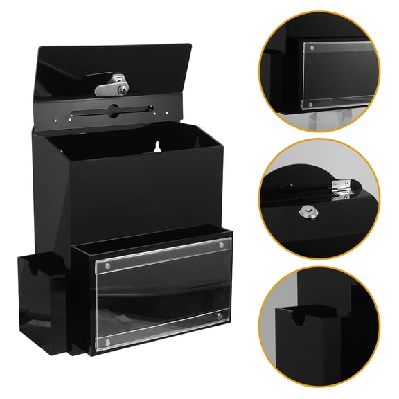 LOLIPPYY Black Acrylic Suggestion Box Lock, Compact Feedback Collection Box for Church, Office, Community, and Events