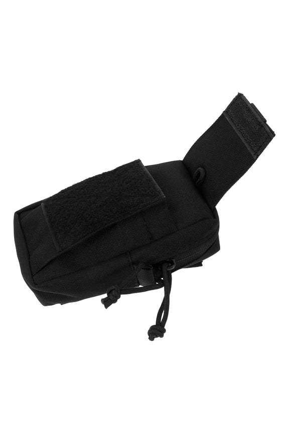 Compact Black Backpack Strap Phone Pouch Attachment with Quick Access Zippered Pocket for Hikers