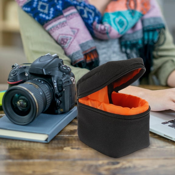 LOLIPPYY Compact Black Camera Lens Pouch Shockproof Protective Storage Bag for Travel Use