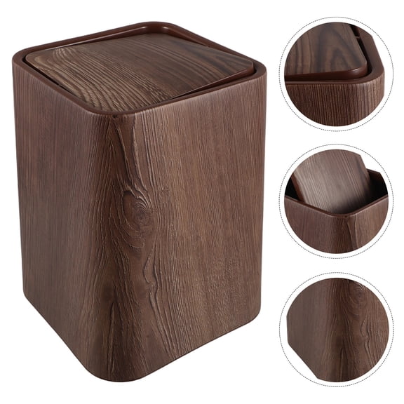 LOLIPPYY Compact Coffee Waste Basket with Lid for Living Room Office and Dorm Use
