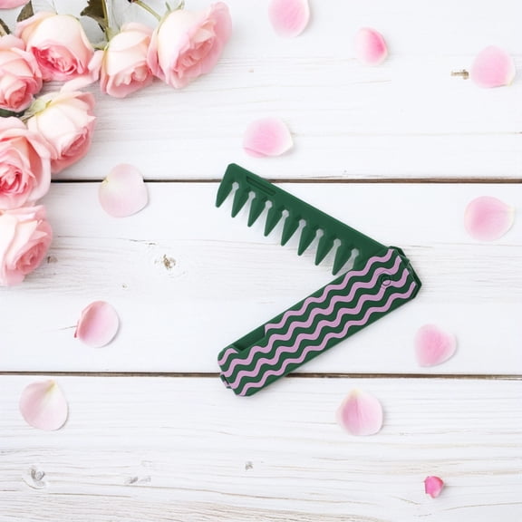 LOLIPPYY Compact Foldable Hair Comb Dark Green Portable Travel Wide Tooth Styling Tool