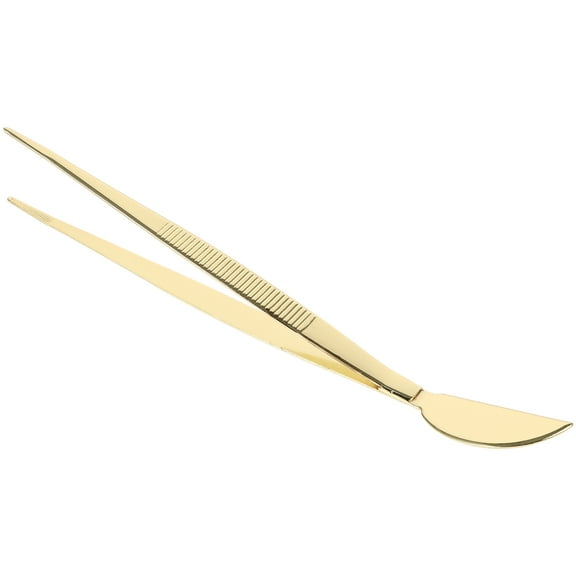 LOLIPPYY Compact Golden Stainless Steel Tweezers for Bonsai with Scraper Tool for Precise Use
