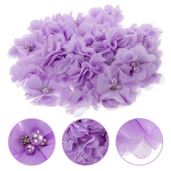 LOLIPPYY Purple Chiffon PP Flower Fabric for Decor and Multi-Function Crafts 30Pcs