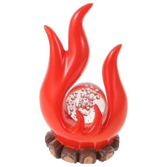 LOLIPPYY Red Resin Abstract Fire Sculpture, Compact Decorative Art for Living Room, Sofa Table, Modern Home