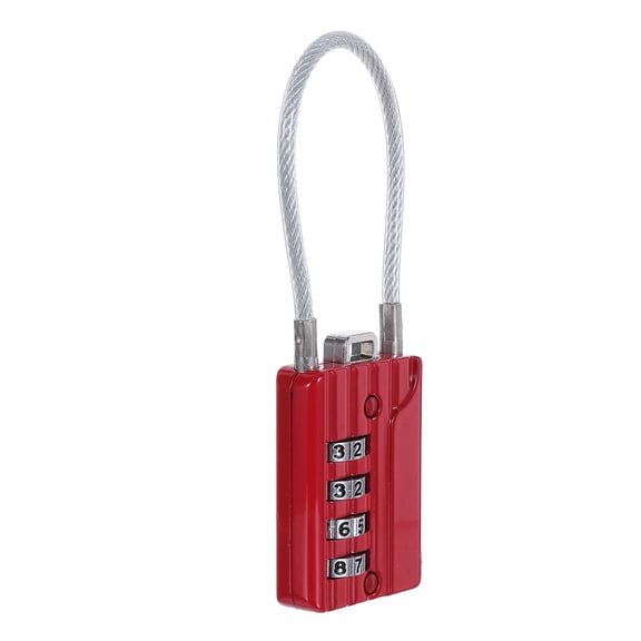 LOLIPPYY Compact Resettable Cable Lock with Steel Padlock Body Red for Luggage Gym and Outdoor Use