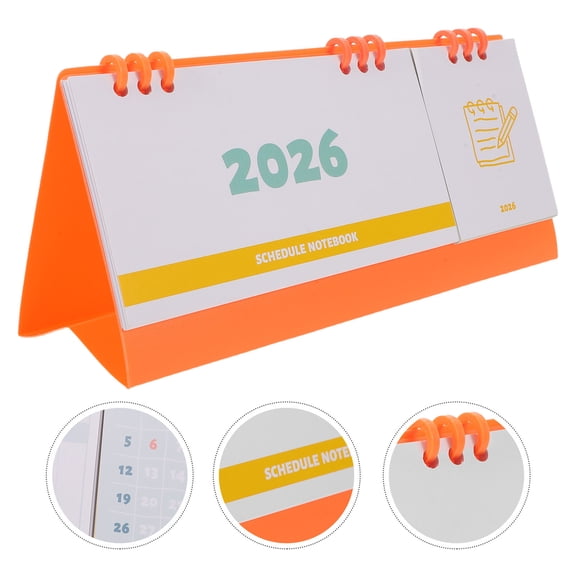 LOLIPPYY Compact Spiral Bound Desk Planner 2026 in Orange for Daily Scheduling and Planning