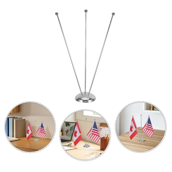 LOLIPPYY Compact Stainless Steel Desktop Flag Stand Holder for Small Flags Ideal for Office and Professional Settings