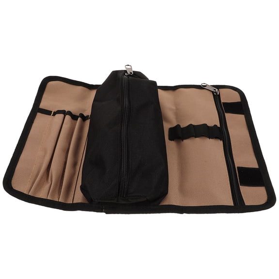 LOLIPPYY Compact Tool Organizer Bag in Light Brown Nylon with Multiple Pockets for Hand Tools Storage