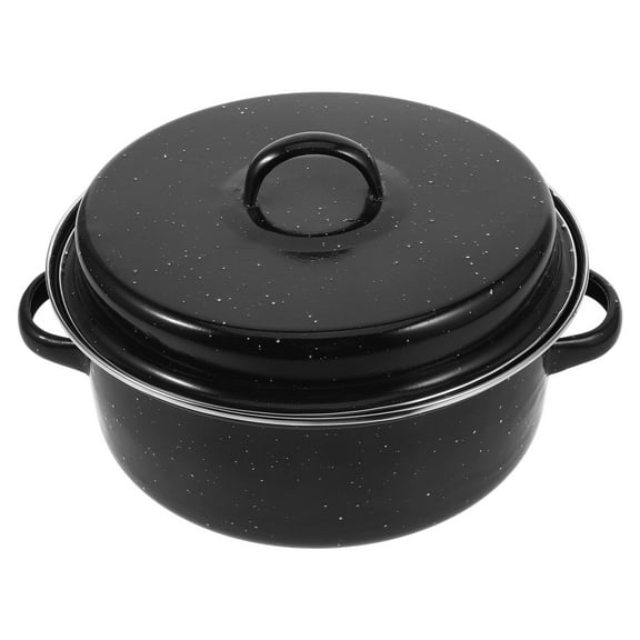 LOLIPPYY Convenient Black Enameled Roasting Pan for Daily Use Cooking and Roasting
