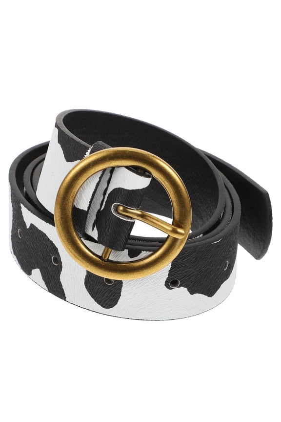 Cool Belts for Women Cow Print Waist Belt Ethnic Style Black 1Pcs