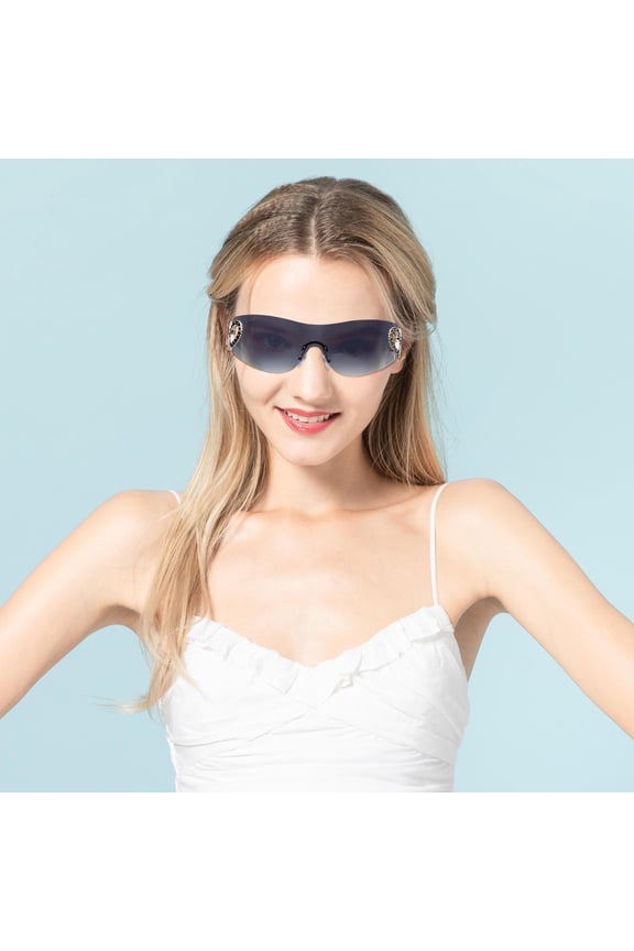 Cool Glasses Womens Rimless Grey Sunglasses for Beach Party Shopping and Seasonal Wear