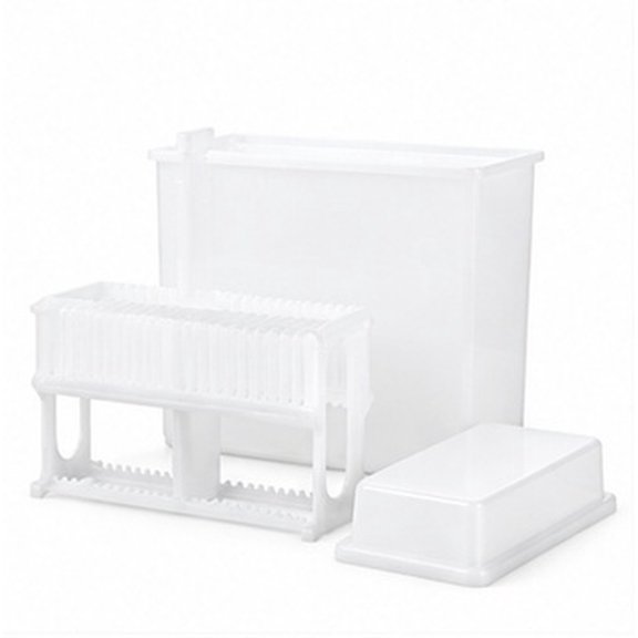 LOLIPPYY Coplin Staining Jar Set, White Plastic, Laboratory Slide Staining, Durable and Easy to Use 1Set