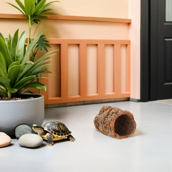 LOLIPPYY Cork Bark Log Hideout for Reptile Terrarium with Breathable Natural Material