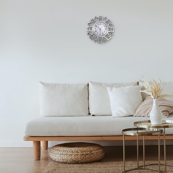 LOLIPPYY Corner Clock Silver Plastic Silent Decorative Wall Clock for Pub 1Set