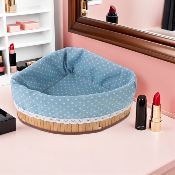 LOLIPPYY Triangle Organizer Basket Brown Bamboo Woven Corner Storage Bin for Bedroom