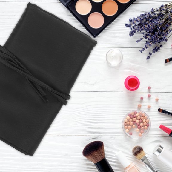 LOLIPPYY Cosmetic Brush Holder in Black Nylon Roll Up Bag for Neat Makeup Storage