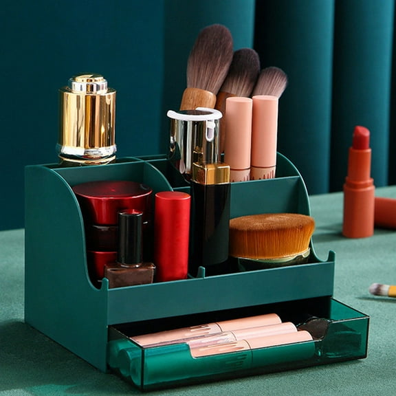 LOLIPPYY Cosmetic Storage Case in Green High Capacity Drawer Organizer for Makeup and Stationery