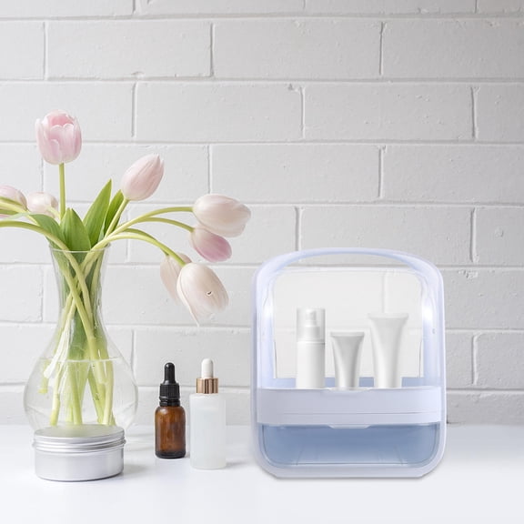 LOLIPPYY Cosmetic Storage Organizer White ABS Material Large Makeup Box with Lid for Vanity Use