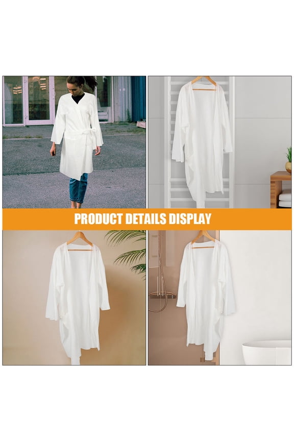 Cotton Bathrobe White Thickened Warm Robe for Travel and Hotel Use Unisex Soft Comfort