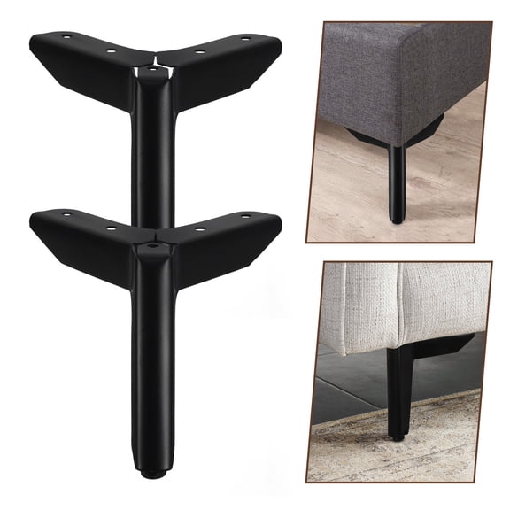 LOLIPPYY Black Carbon Steel Table and Chair Legs with Antislip Pads, 4 Pieces Furniture Replacement