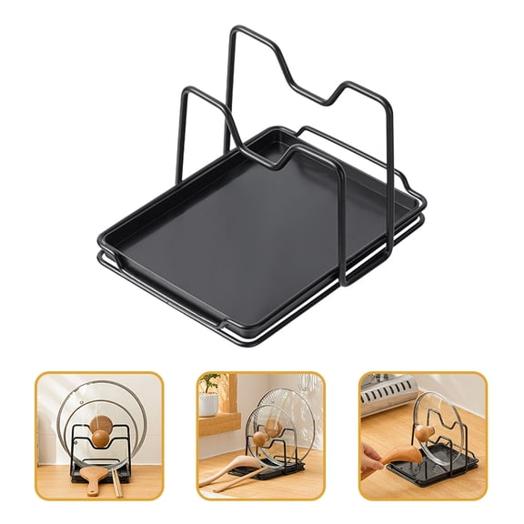 LOLIPPYY Countertop Pan Lid Holder Pot Lid Holder Black Storage 1Set