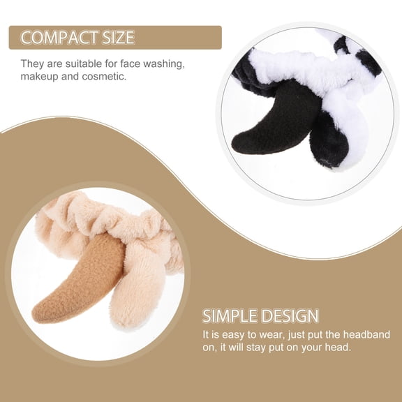 LOLIPPYY Cow Headband Set 2pcs Soft Plush Animal Spa Hairband for Skincare Makeup and Face Wash at Home