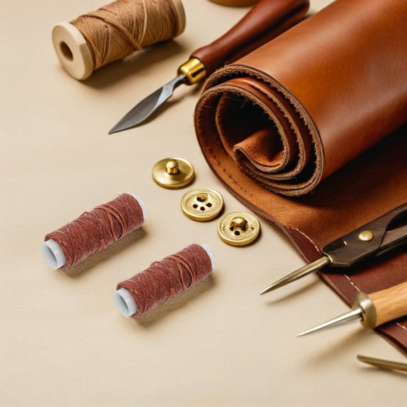 LOLIPPYY Coffee Waxed Polyester Thread for Leatherwork, Hand Stitching, Bookbinding, High Strength Sewing Cord