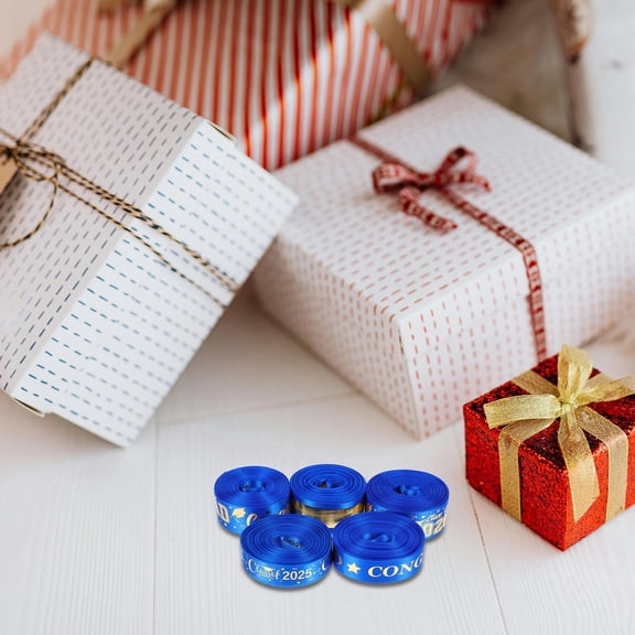 LOLIPPYY Crafting Ribbon for Graduation Party Decorations in Blue with Foil Accent