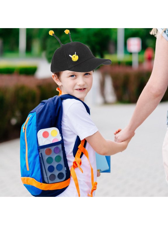 Creative Bee Embroidered Black Baseball Cap, Breathable Cotton Sun Hat with Adjustable Strap, Perfect for Outdoor Activities