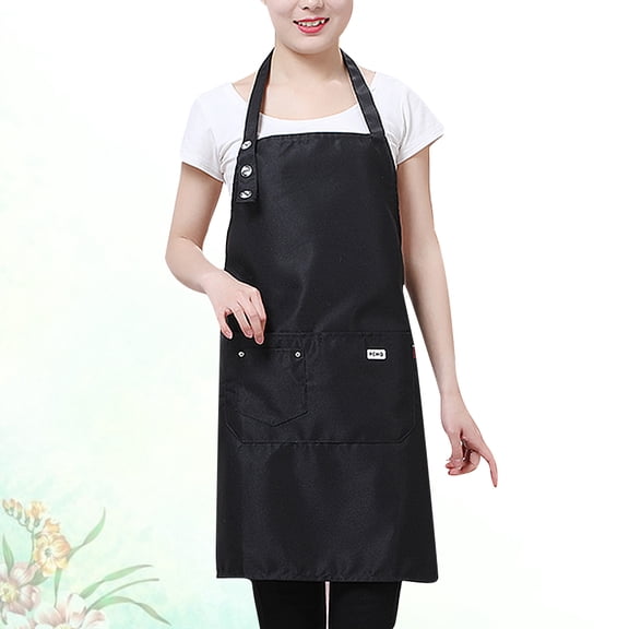 LOLIPPYY Creative Black Adults Apron with Back Tie Design Oil Proof Cloth Aprons for Cooking and Housework