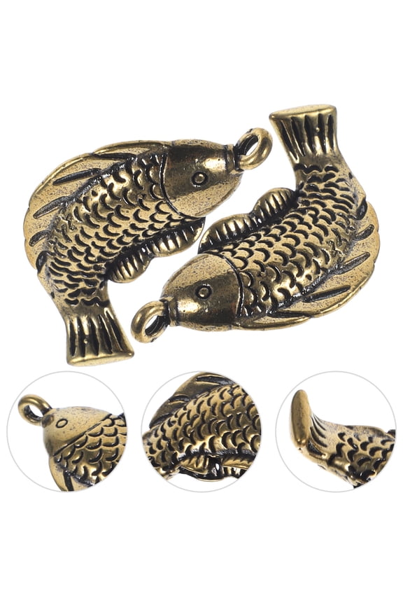 Creative Brass Keychain Pendant Set of 2, Coffee Color Decorative Accessories for Keys and Bags