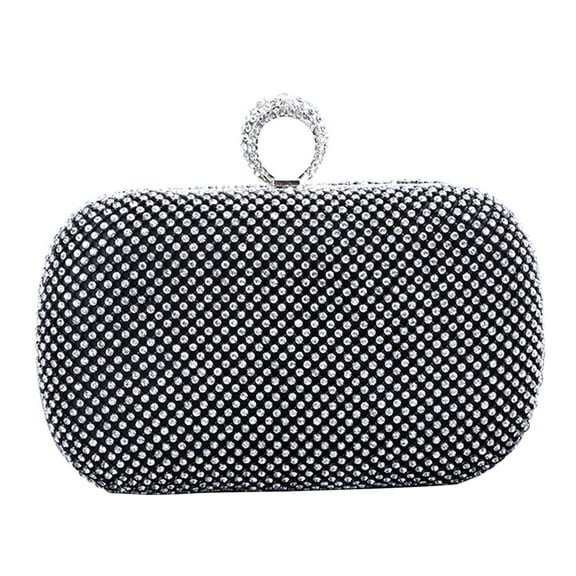 LOLIPPYY Creative Finger Evening Bag Rhinestone Handbag Handmade Mini Purse Bag for Women (Black)