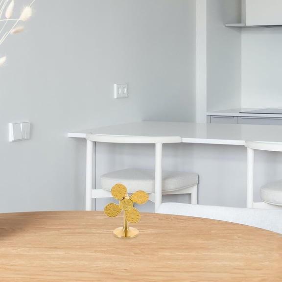 LOLIPPYY Creative Golden Copper Windmill Sculpture Tabletop Decor for Housewarming