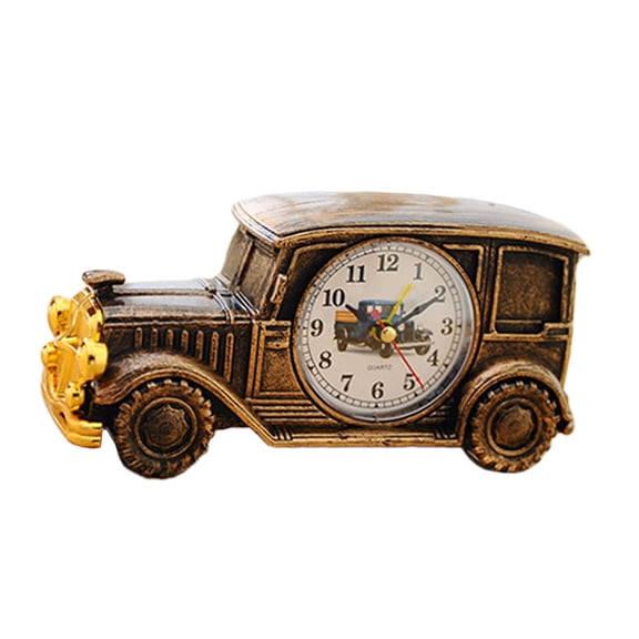 LOLIPPYY Vintage Style Light Brown Plastic Alarm Clock for Desktop Decoration and Time Display, 1 Piece