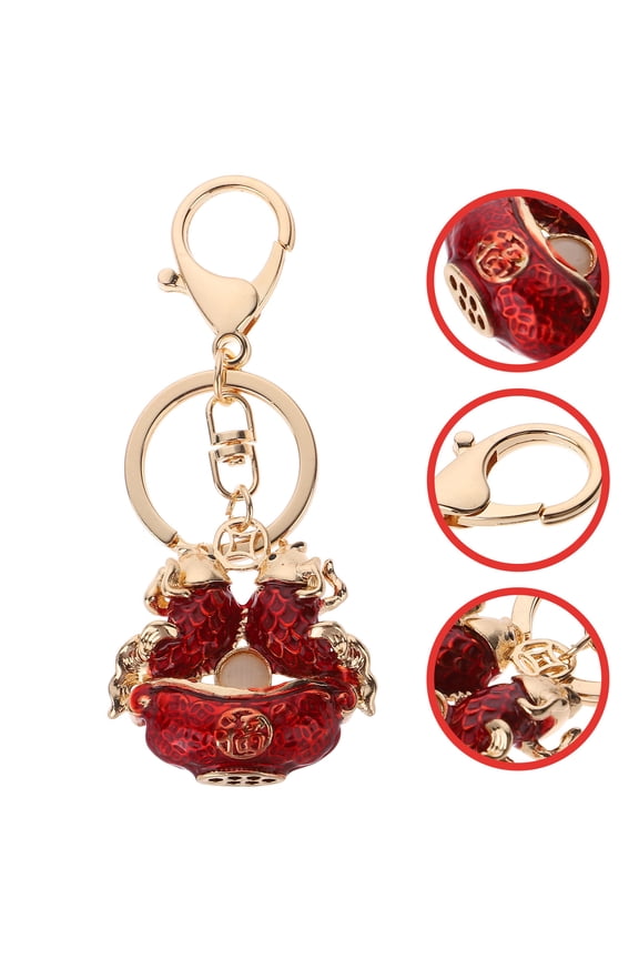 Creative Red Chinese Style Keychain Pendant for Backpack Bag Ornament with Fine Workmanship