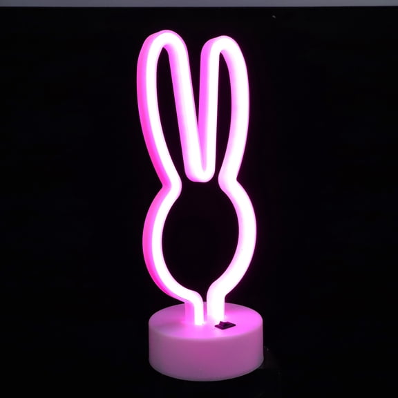 LOLIPPYY Creative White Neon Light Lamp Bunny Design for Desktop and Festival Decoration