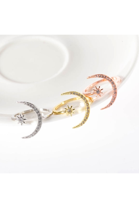 Crescent Star Shape Open Ring in Copper Design Perfect for Decoration and Gifting