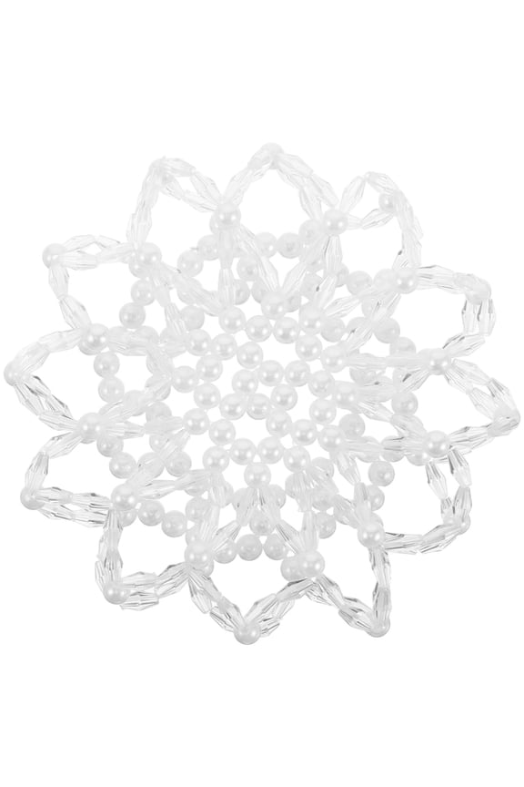 White Crochet Flower Headband with Bun Hair Net for Women, 1 Piece Dance Hair Accessory