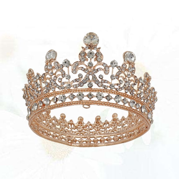 LOLIPPYY Crystal Crowns and Tiaras Golden Baroque Tiara Hair Decoration for Women 1Pcs