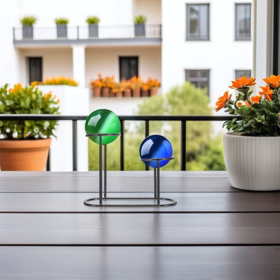 LOLIPPYY Crystal Sphere Holder Stand Black Metal Gazing Globe Display Base for Patio