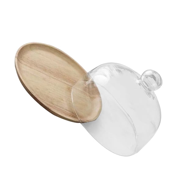 LOLIPPYY Cupcake Display Stand Wood with Glass Dome for Events 1Pack
