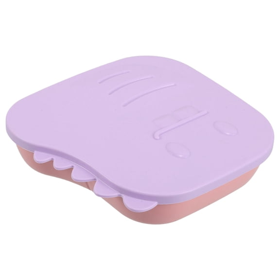 LOLIPPYY Cute Animal Shaped Divided Plate with Suction Base and Lid in Lavender for Mealtime