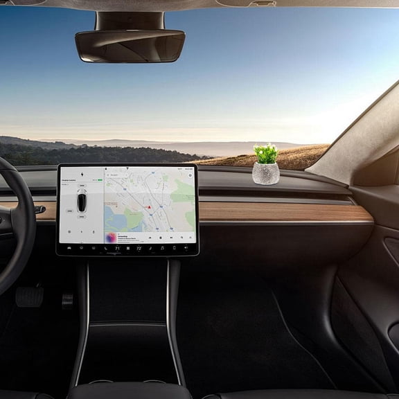 LOLIPPYY Cute Car Flower Vase White Faux Flower Decoration for Dashboard and Interior