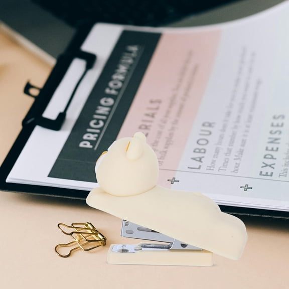 LOLIPPYY Cute Cartoon Hand Held Stapler for Office Use Portable White Stapler with Sturdy Design 3.5 Inches