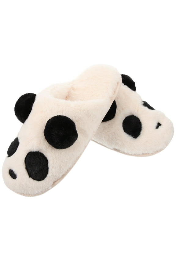 Cute Cartoon Panda Plush Slippers for Women's Indoor Home Use Assorted Color Fuzzy Shoes Size 79