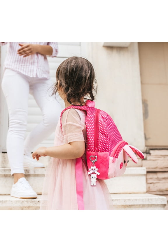Cute Cat Keychain White Resin Plush Animal Charm for Bag Pendant Decoration