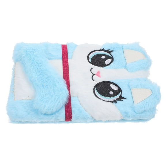 LOLIPPYY Cute Fluffy Notebook Blue Plush Cover with Smooth Paper for Organizing Notes and Ideas